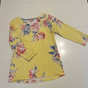 Joules Yellow 3/4 Length Sleeve Top Size 4